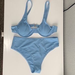 NEW Shein Blue Underwire High Waisted Bikini